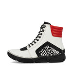 Rieker Laced Ankle Boot White/Red/Zebra