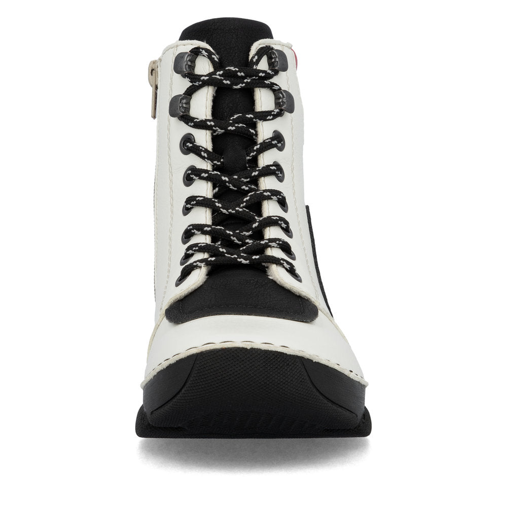 Rieker Laced Ankle Boot White/Red/Zebra