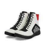 Rieker Laced Ankle Boot White/Red/Zebra