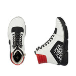 Rieker Laced Ankle Boot White/Red/Zebra