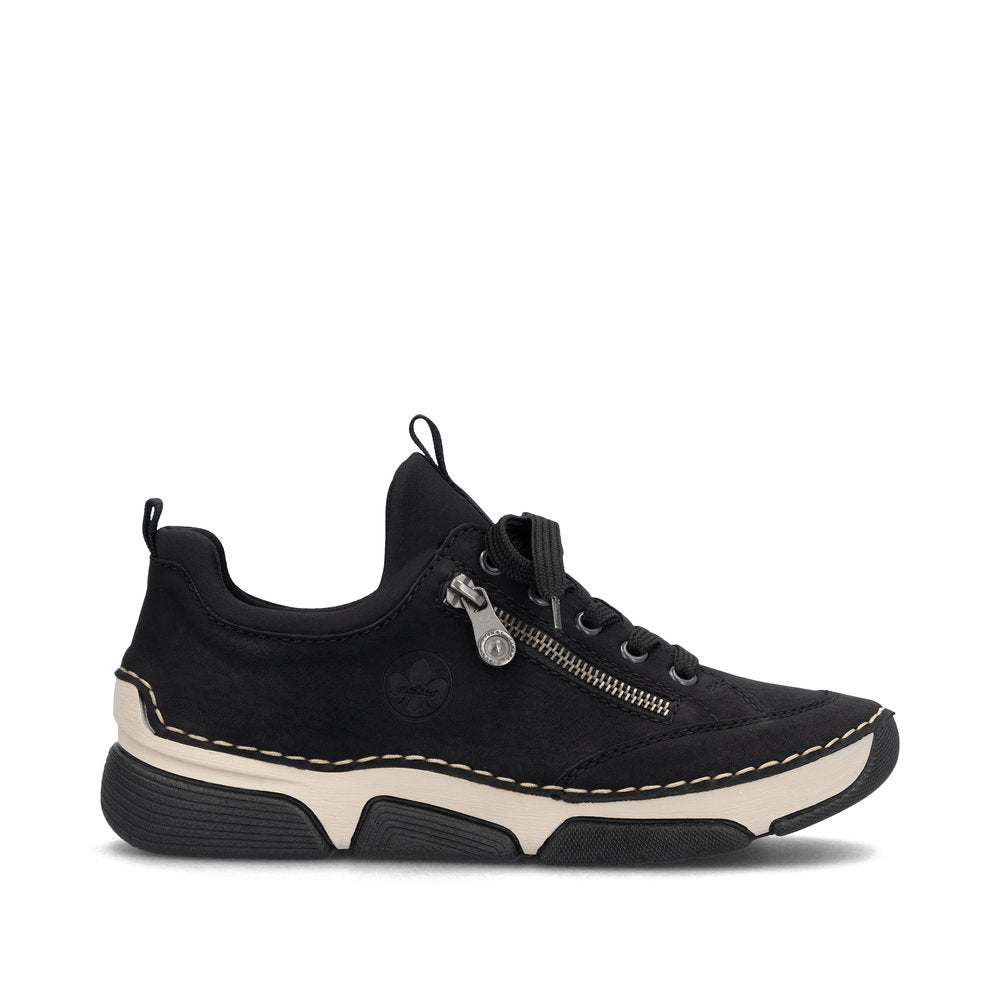 Rieker Laced Trainer Zip Black/Black