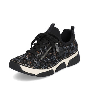Rieker Chunky Lace Trainer with Zip Black