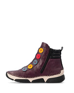 Rieker Button Casual Ankle Boot Purple Multi