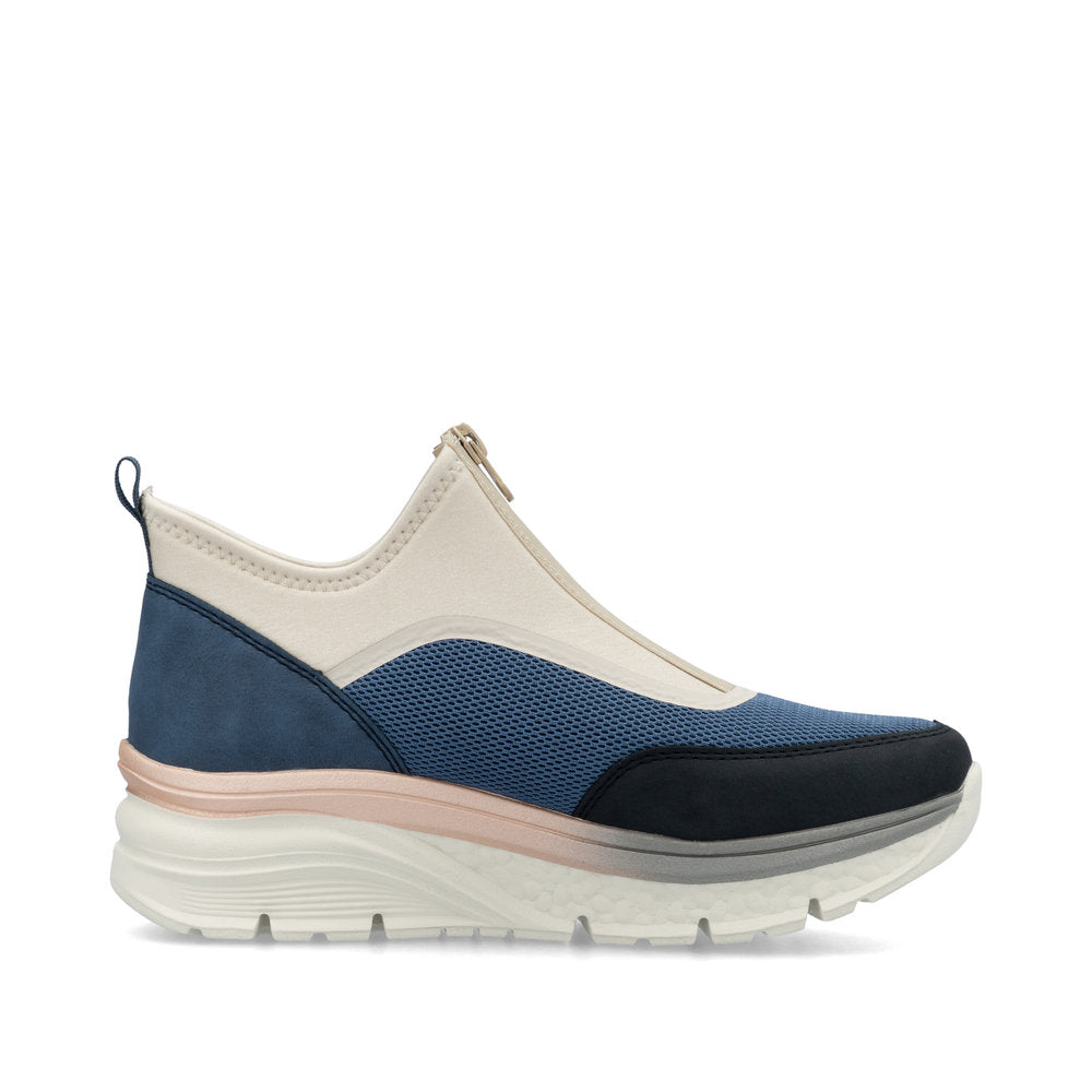 Rieker Ankle Zip Trainer Navy Marble