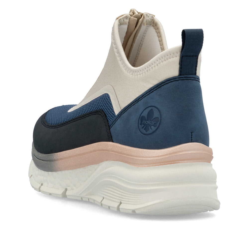 Rieker Ankle Zip Trainer Navy Marble