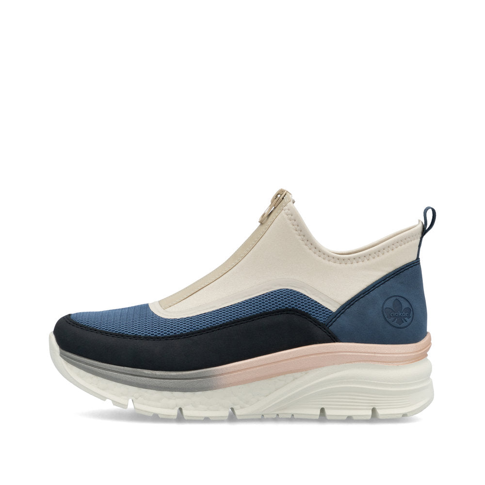 Rieker Ankle Zip Trainer Navy Marble