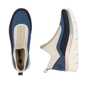 Rieker Ankle Zip Trainer Navy Marble