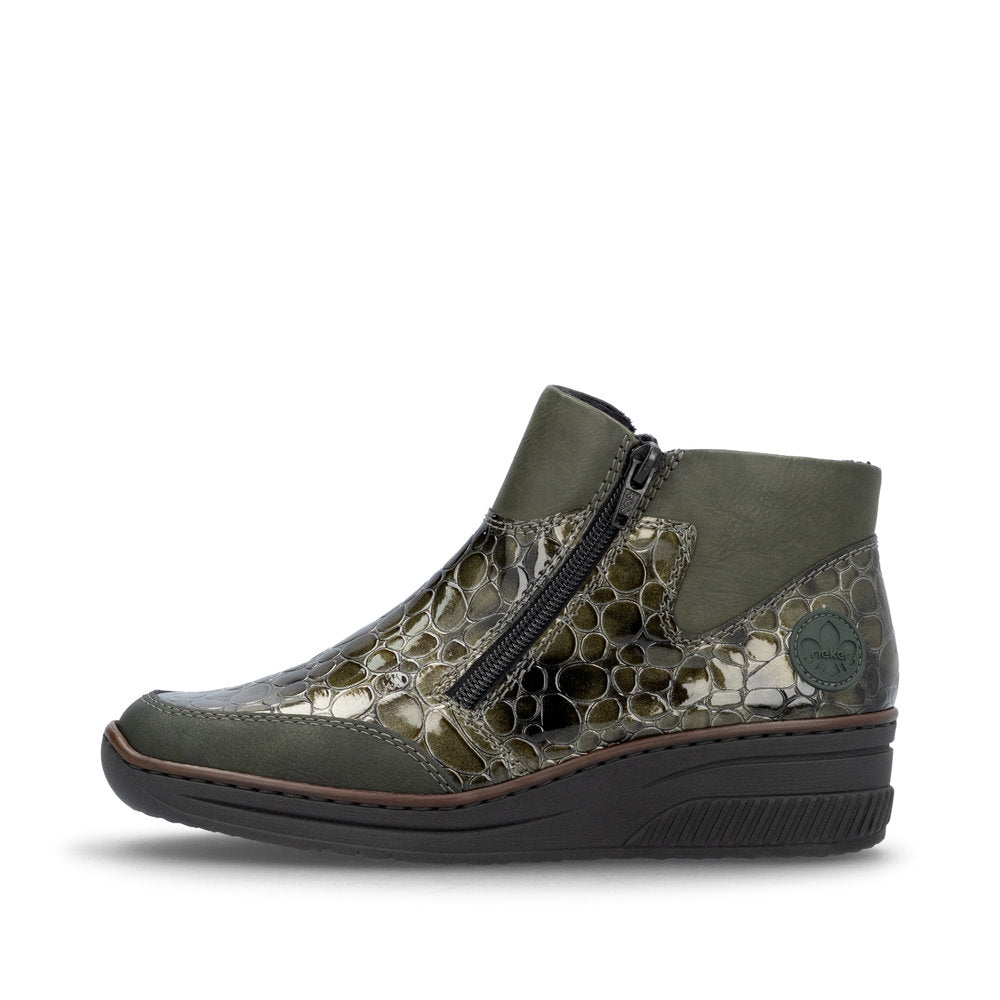 Rieker Wedge Ankle Boot Forest Green