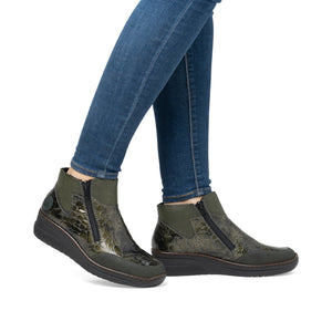 Rieker Wedge Ankle Boot Forest Green