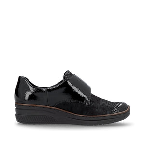 Rieker Velcro Wedge Shoe Black Patent