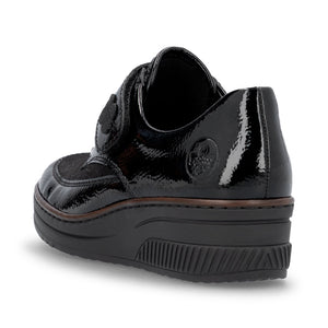 Rieker Velcro Wedge Shoe Black Patent