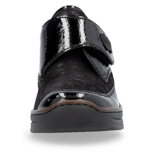 Rieker Velcro Wedge Shoe Black Patent