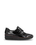 Rieker Velcro Wedge Shoe Black Patent