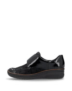 Rieker Velcro Wedge Shoe Black Patent
