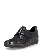 Rieker Velcro Wedge Shoe Black Patent