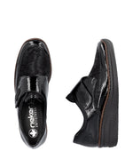 Rieker Velcro Wedge Shoe Black Patent