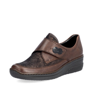 Rieker Velcro Wedge Shoe Antique Brown