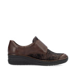 Rieker Velcro Wedge Shoe Antique Brown