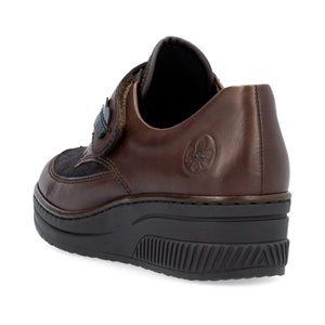 Rieker Velcro Wedge Shoe Antique Brown