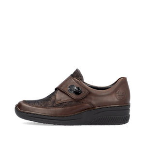 Rieker Velcro Wedge Shoe Antique Brown