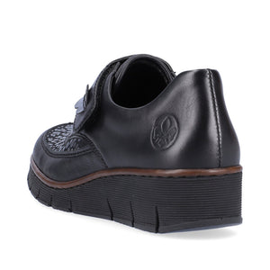 Rieker Classic Low Wedge with Velcro Strap Black