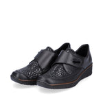 Rieker Classic Low Wedge with Velcro Strap Black