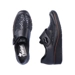 Rieker Classic Low Wedge with Velcro Strap Black