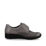 Rieker Classic Low Wedge with Velcro Strap Grey
