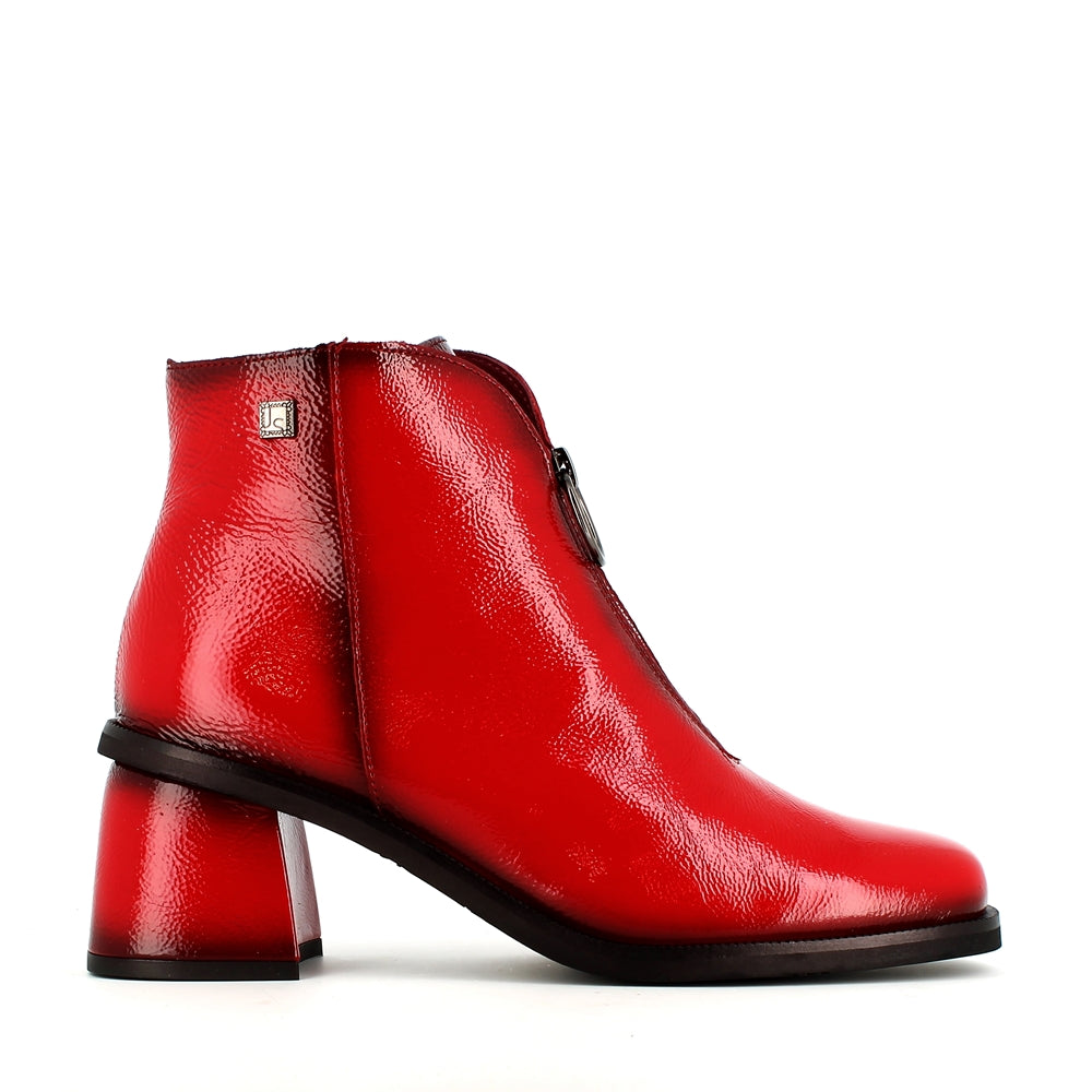 Jose Saenz Front Zipper Ankle Boot Red