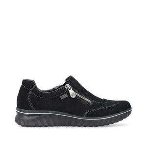 Rieker Low Wedge Shoe with Side Zipper Black