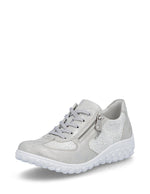 Rieker Wedge Zip Trainer White Silver