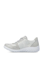 Rieker Wedge Zip Trainer White Silver