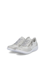 Rieker Wedge Zip Trainer White Silver
