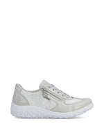 Rieker Wedge Zip Trainer White Silver
