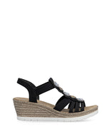 Rieker Wedge Beaded Sandal Black