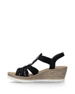 Rieker Wedge Beaded Sandal Black