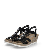 Rieker Wedge Beaded Sandal Black
