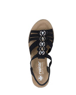 Rieker Wedge Beaded Sandal Black