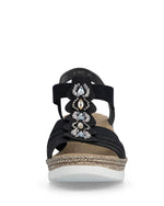 Rieker Wedge Beaded Sandal Black