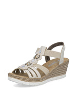 Rieker Wedge Beaded Sandal Beige Gold