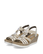 Rieker Wedge Beaded Sandal Beige Gold