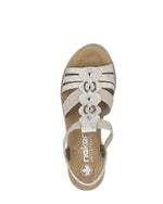 Rieker Wedge Beaded Sandal Beige Gold