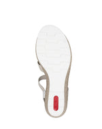 Rieker Wedge Beaded Sandal Beige Gold