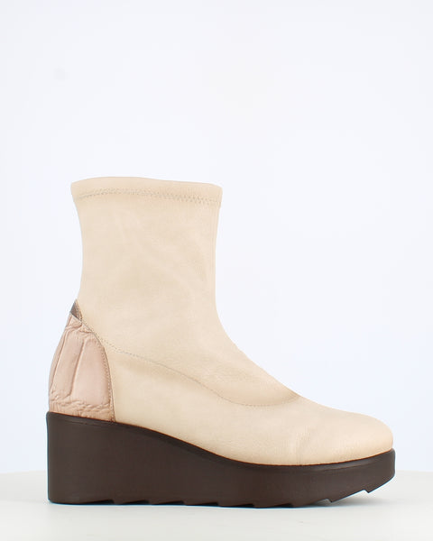 Jose Saenz High Wedge Stretch Ankle Boot Beige