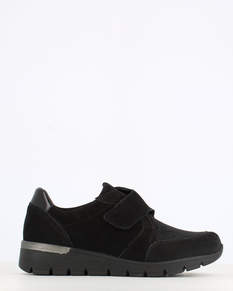 Waldlaufer Ramona Velcro Shoe Black Suede