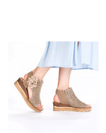 Rieker Weave Wedge Floral Sandal Marble