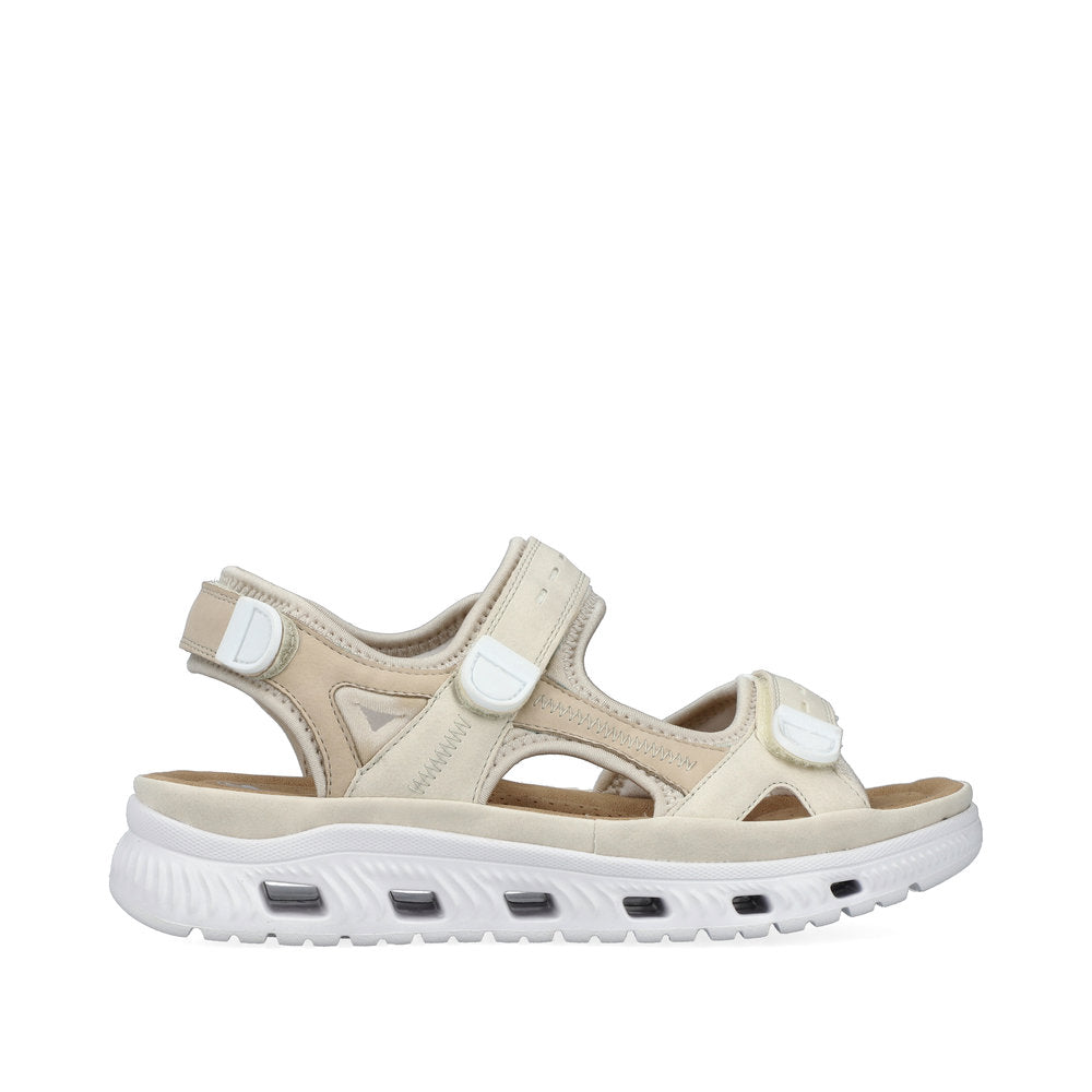 Rieker Velcro Trekking Sandal Cream Pearl