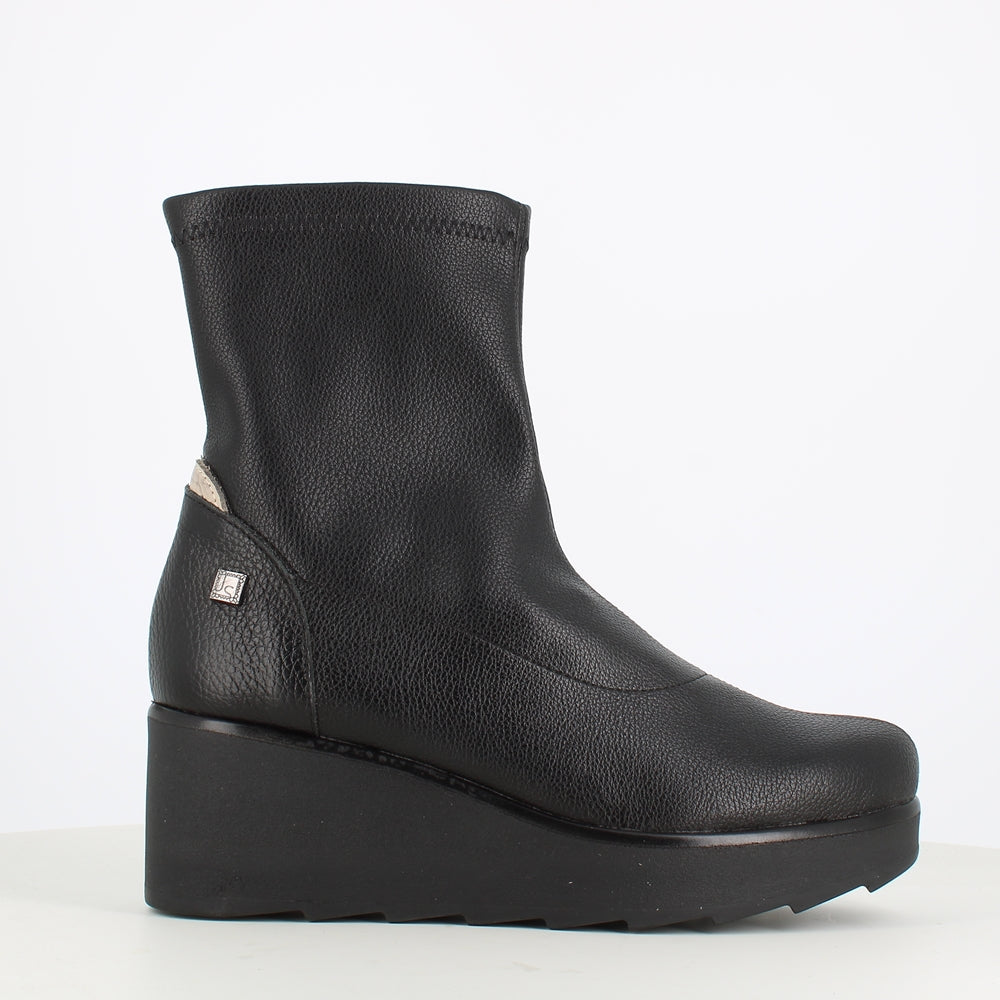 Jose Saenz High Wedge Ankle Boot Black/Beige