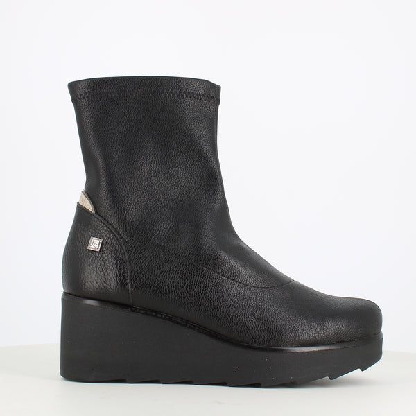 Jose Saenz High Wedge Ankle Boot Black/Beige
