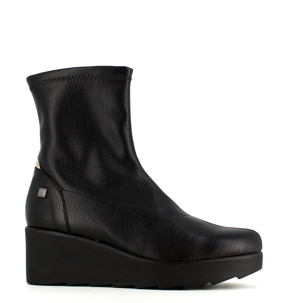 Jose Saenz High Wedge Ankle Boot Black/Beige